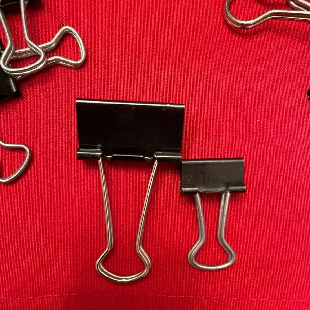Black Binder Clips Set, 25 mini, 10 medium clamps